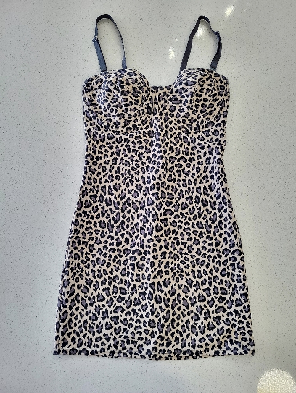 Leopard Print Body Slimmers Shaping Slip Dress 34C Bodycon Lingerie